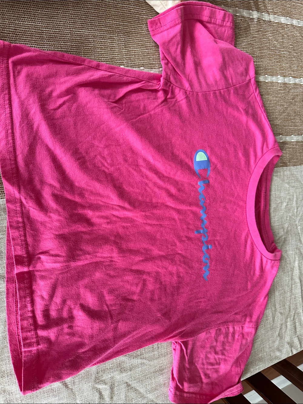 Champion Kids Bright Pink Tee with Blue Logo